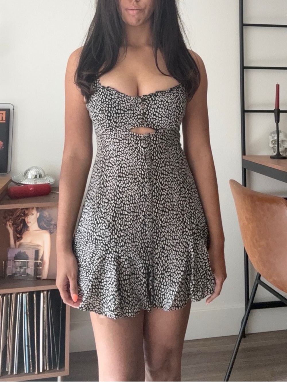 Sleeveless Black & White Cutout Mini Dress